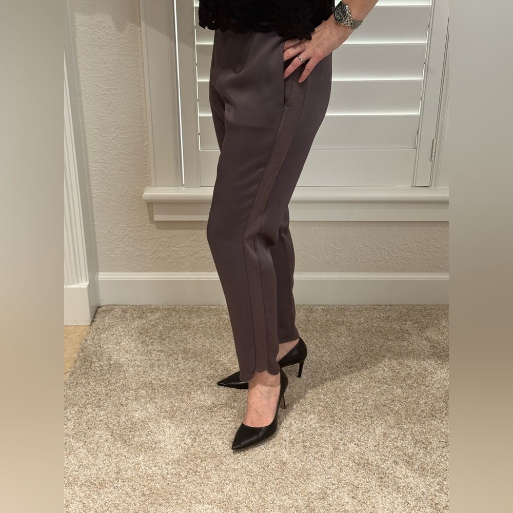 Ted Baker Satin Cropped Pants - Dark Brown/ purple tint